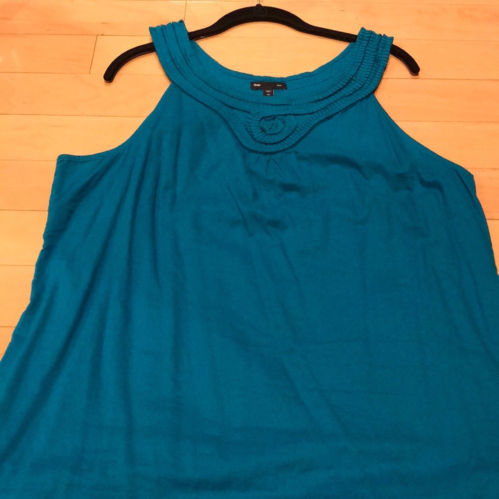 Gorgeous Turquoise with small pleated neck dress